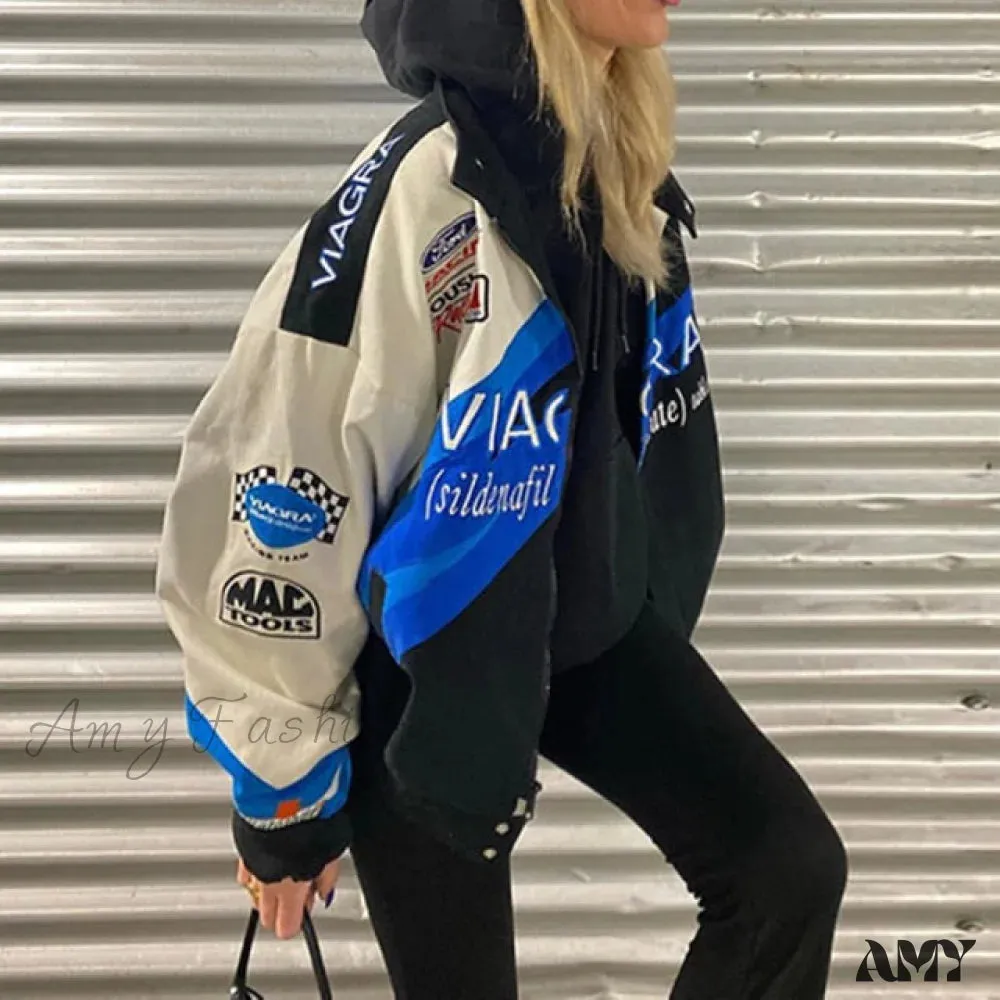Amy Fashion - Print Loose Baseball Casual Sleeve Sports Coat