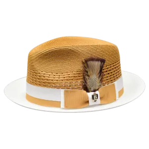 Belvedere Bruno Capelo Gold and White Men's Straw hat Fashion Design