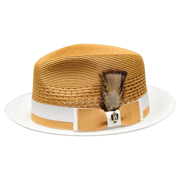 Belvedere Bruno Capelo Gold and White Men's Straw hat Fashion Design