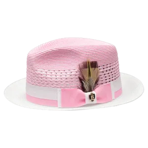 Belvedere Bruno Capelo White and Pink Men's Straw hat Fashion Design