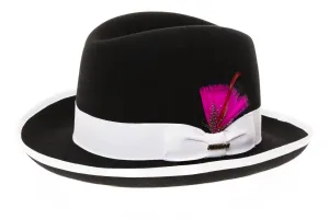 Black & White 100% Wool Australian Fur Felt Godfather Hat
