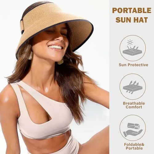 Bridesmaid Gifts, Personalized Canvas Initial Beach Tote Bag with Makeup Bag Sun Hat for Women, Summer Travel Beach Essentials(J)
