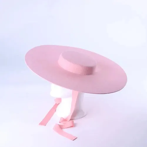Brim Flat Top Fedora Hat Wool - Pink