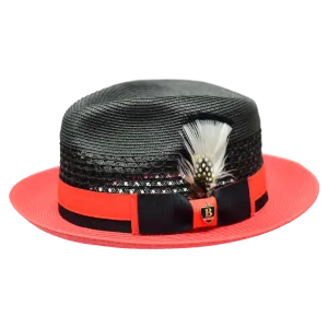 Bruno Capelo Black and Red Men's Straw hat Belvedere Fashion Design