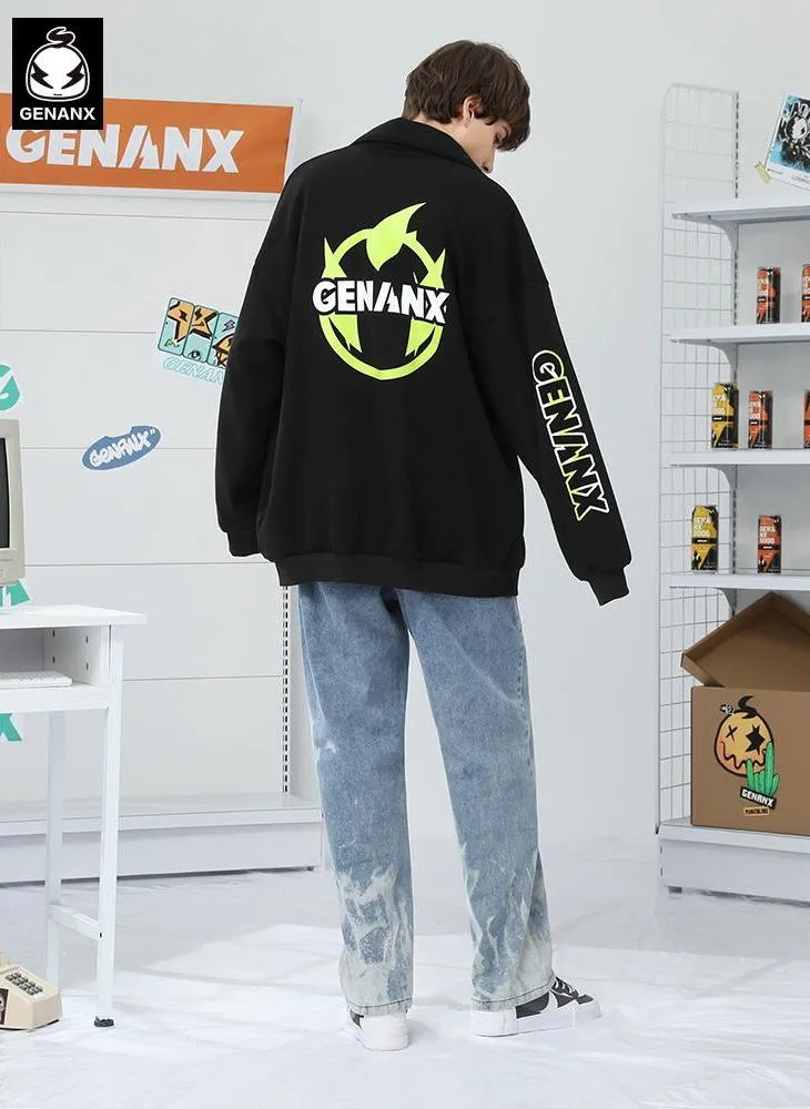 Cartoon Letter Print Sporty Jacket