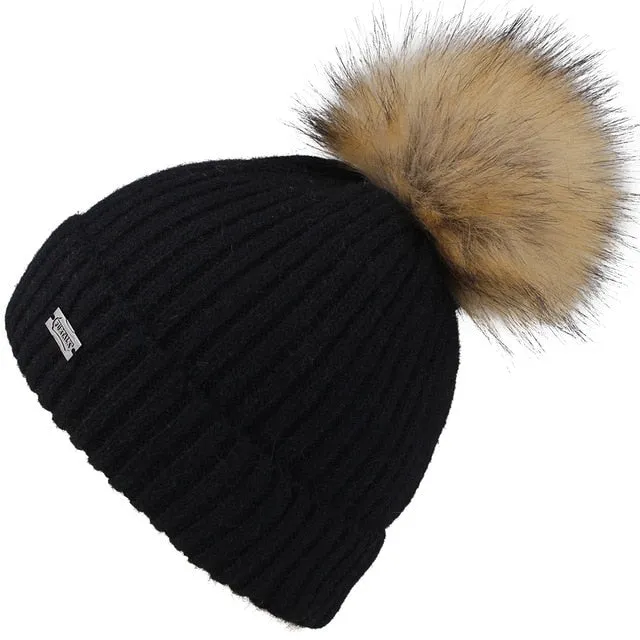 Cashmere Rabbit Fur Slouchy Beanie Casual Warm Knitted Winter Beanie