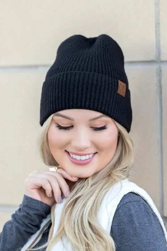 CC Fine Yarn Cuff Beanie Hat