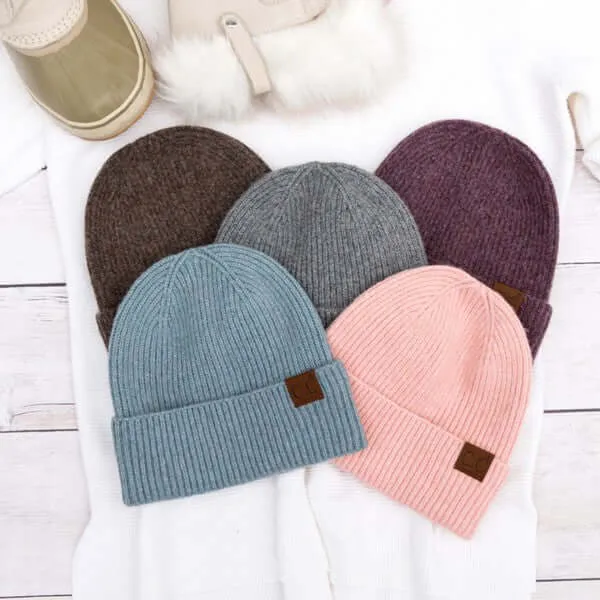 CC Fine Yarn Cuff Beanie Hat