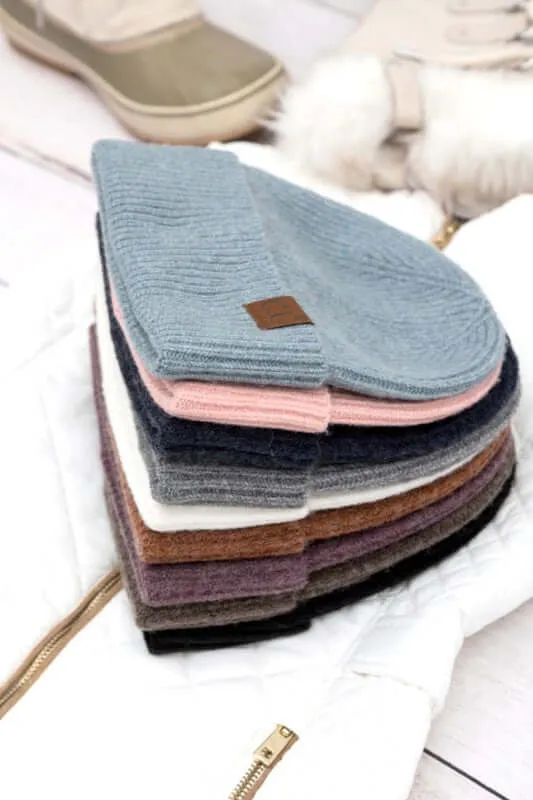 CC Fine Yarn Cuff Beanie Hat