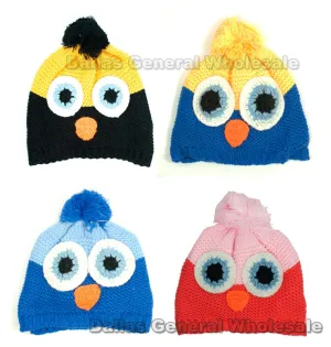 Childrens Owl Knitted Beanies Wholesale
