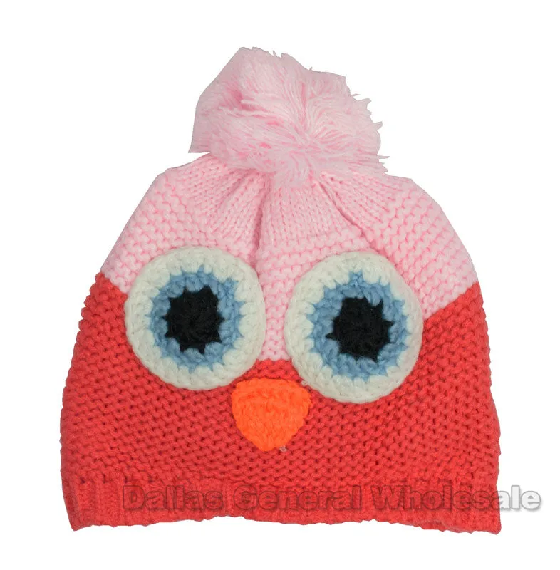 Childrens Owl Knitted Beanies Wholesale
