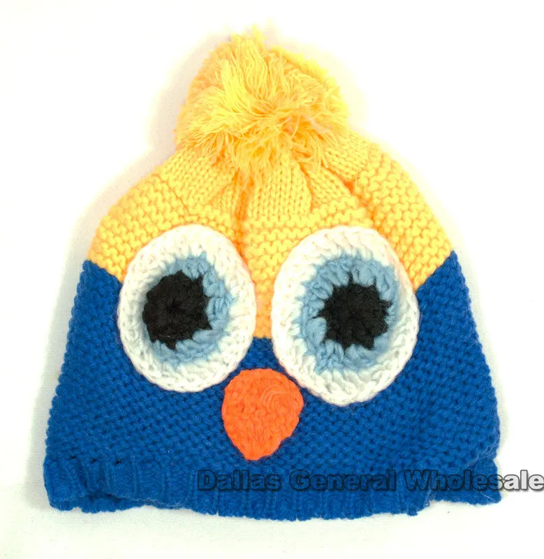 Childrens Owl Knitted Beanies Wholesale