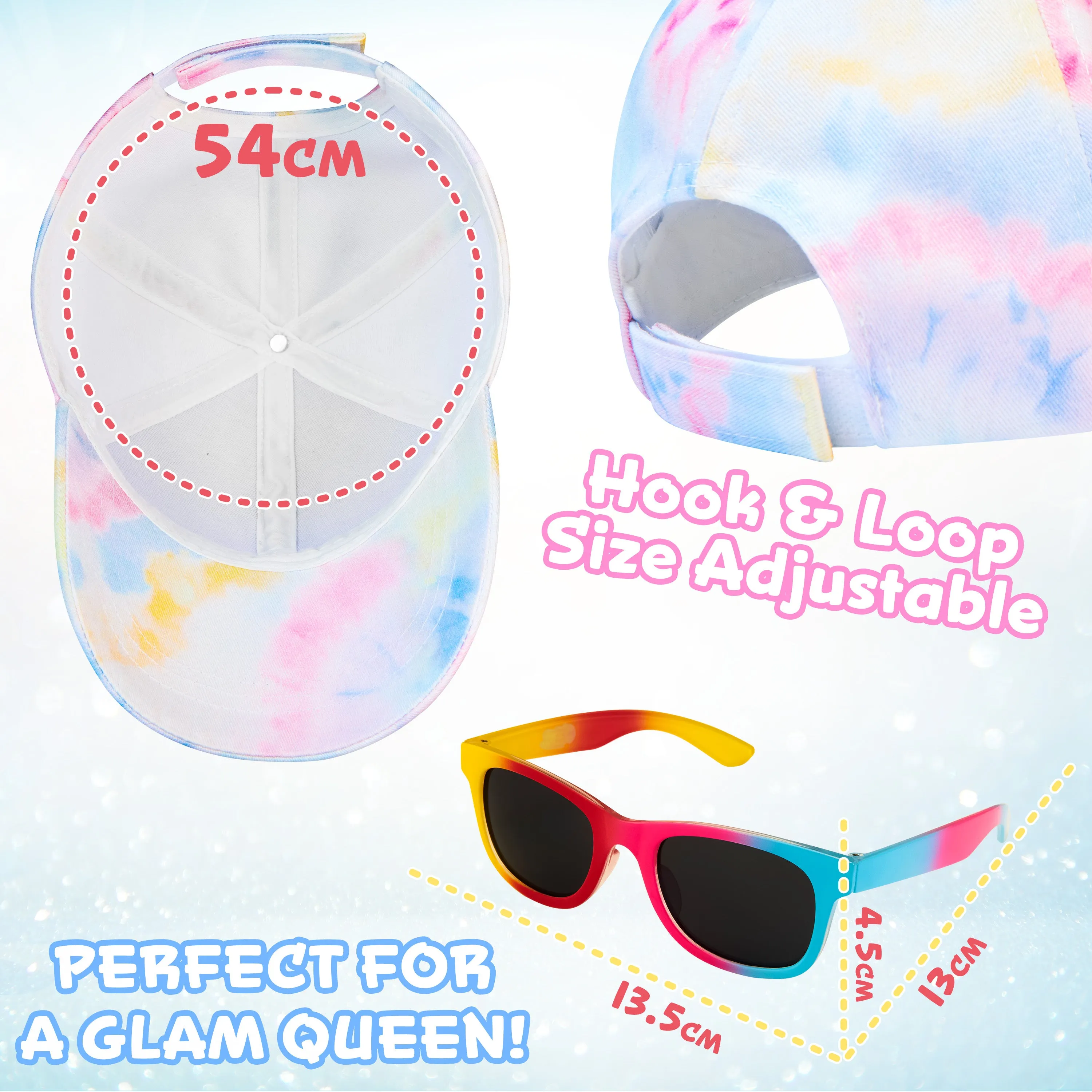 CityComfort Girls Cap and Sunglasses Set, Baseball Cap and UV Sunglasses - Multicolored