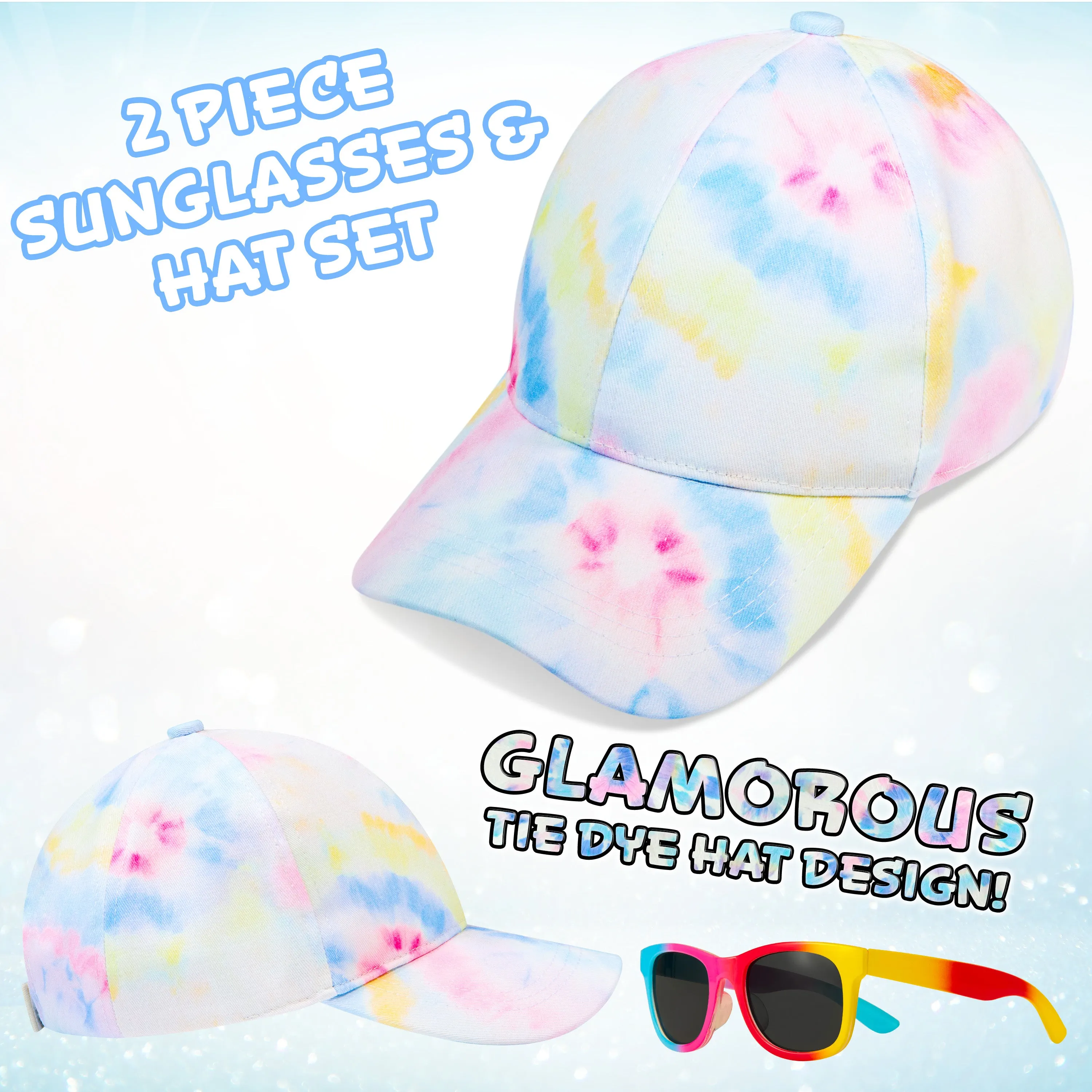 CityComfort Girls Cap and Sunglasses Set, Baseball Cap and UV Sunglasses - Multicolored