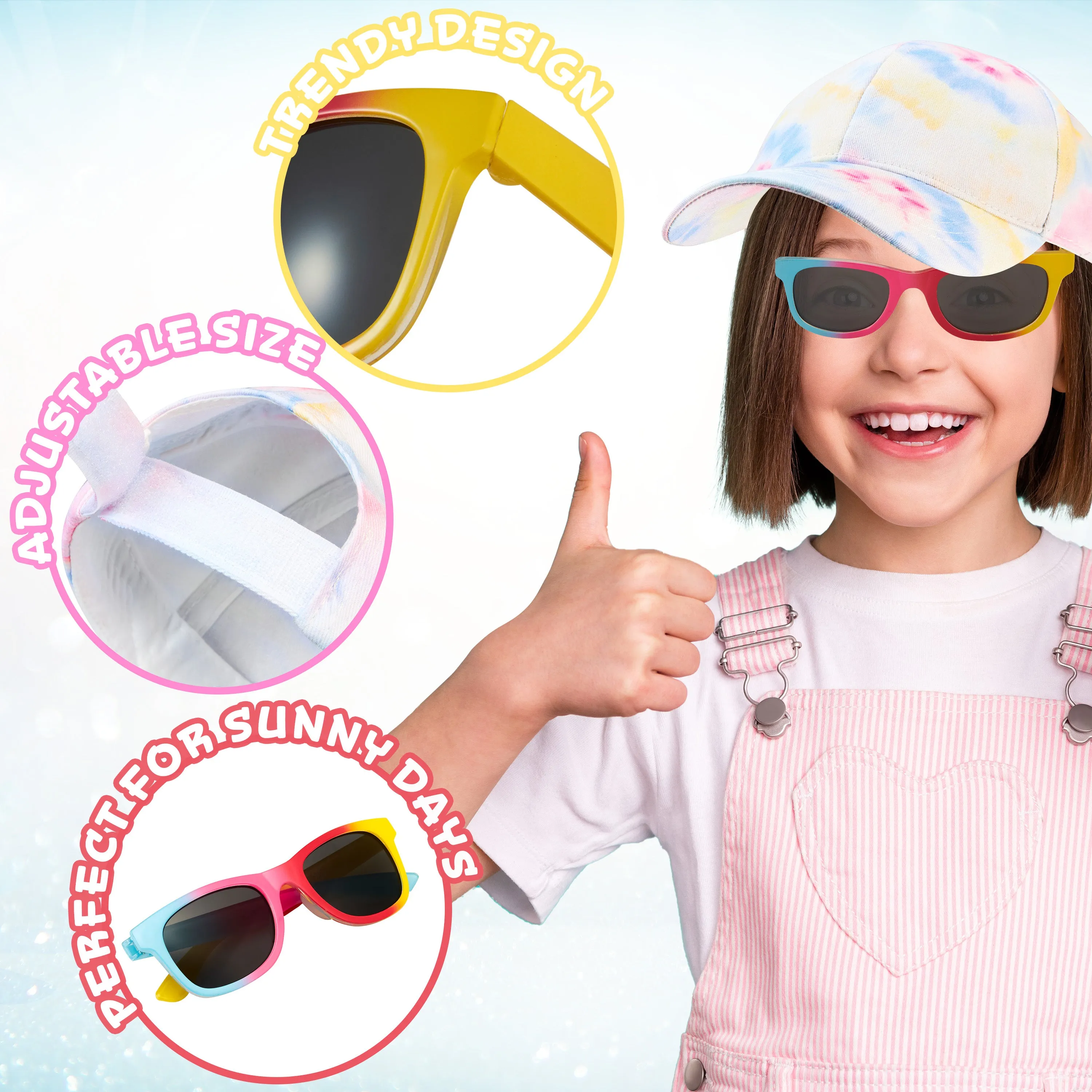CityComfort Girls Cap and Sunglasses Set, Baseball Cap and UV Sunglasses - Multicolored