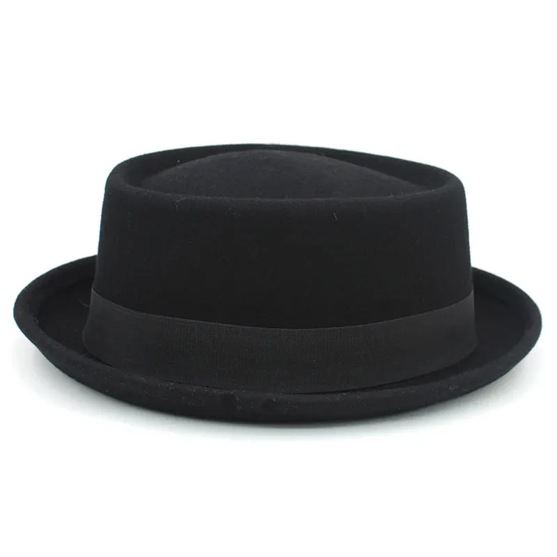 Classic Pork Pie Fedora with Feather Band