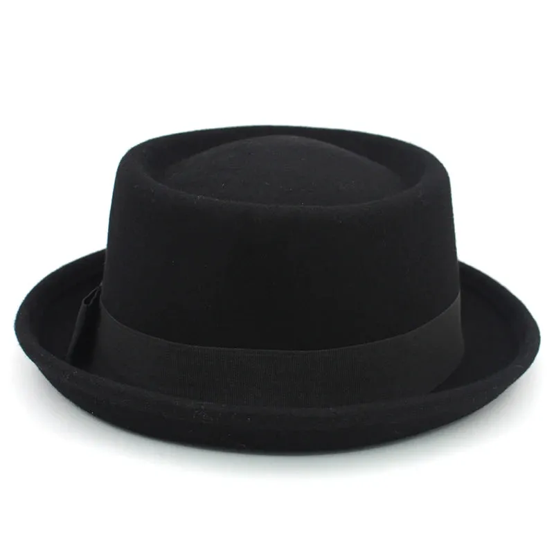 Classic Pork Pie Fedora with Feather Band