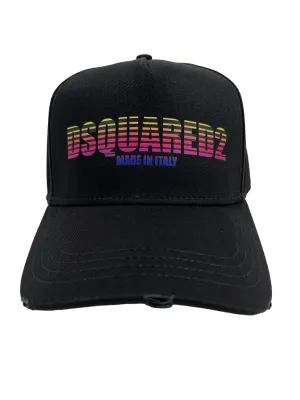 Dsquared2 BCM0806 D2 Logo Baseball Cap Gabardine - Nero O/S