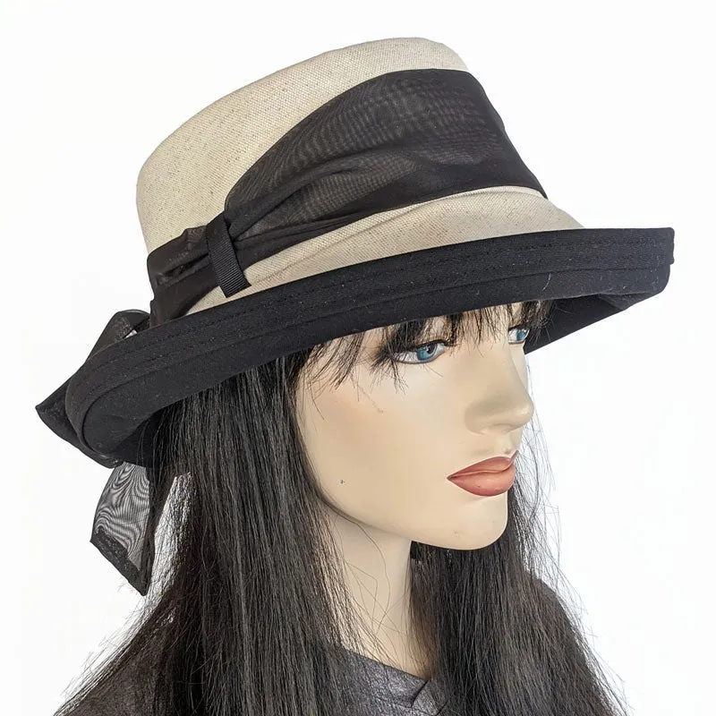 Fashion Sunblocker with Scarf - Natural Oatmeal with removable Black Scarf