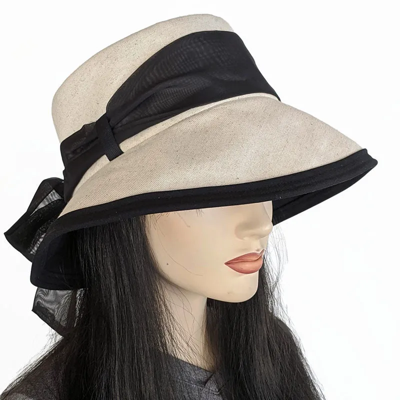 Fashion Sunblocker with Scarf - Natural Oatmeal with removable Black Scarf
