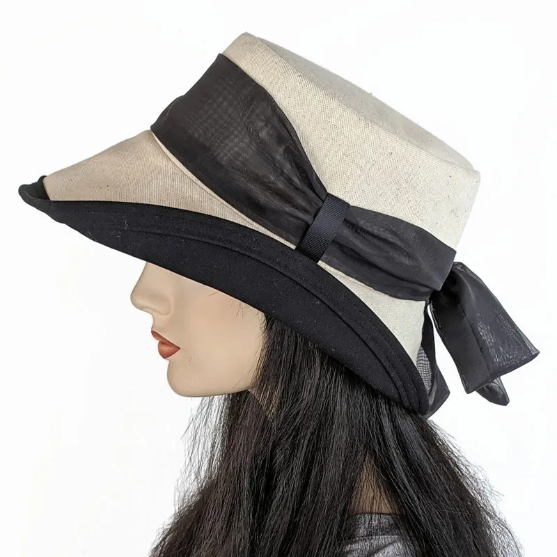 Fashion Sunblocker with Scarf - Natural Oatmeal with removable Black Scarf
