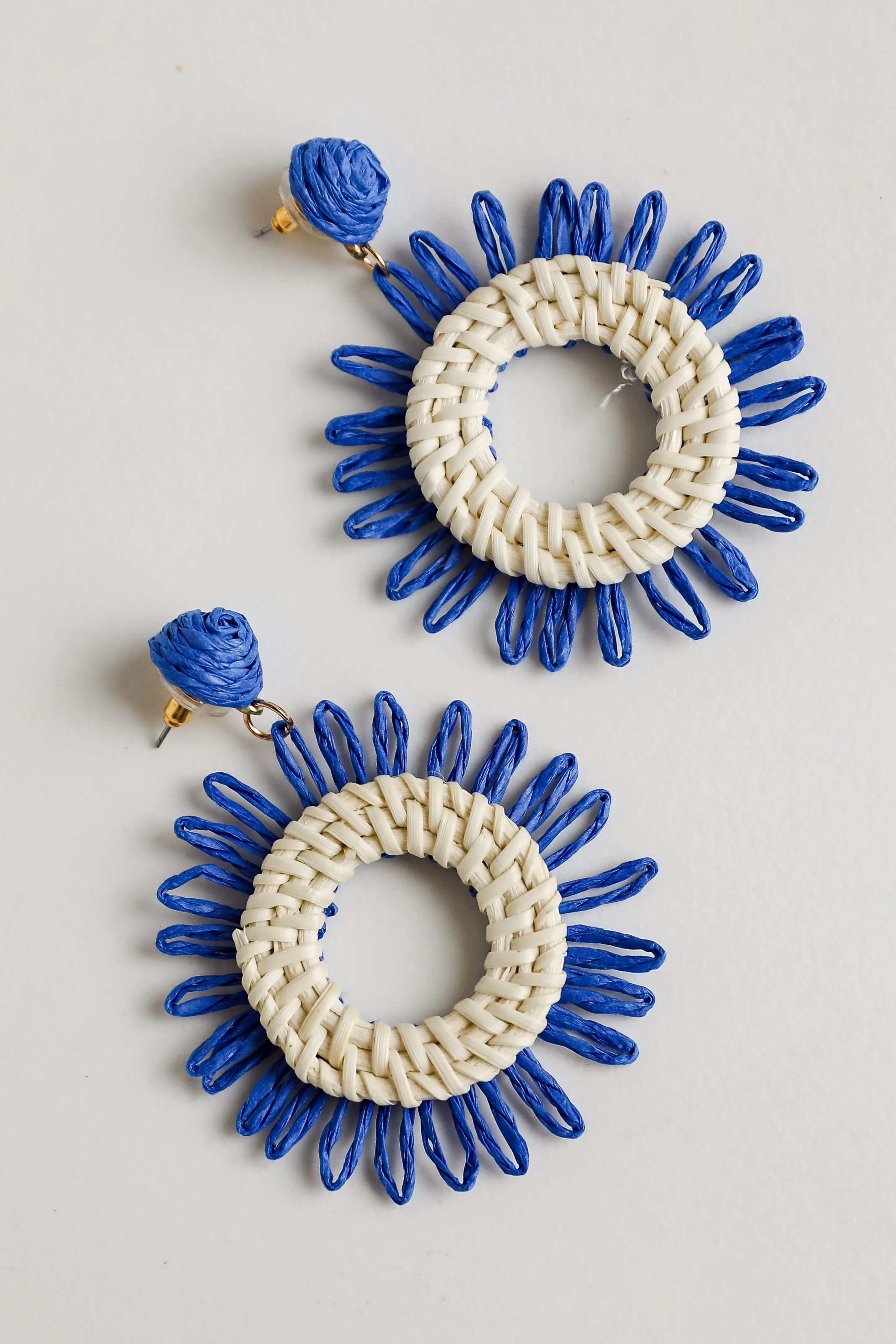 FINAL SALE - Hanna Blue Straw Statement Earrings