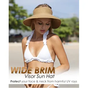 FURTALK | Hats With Visors For Women | Wide Brim | Rollable Straw