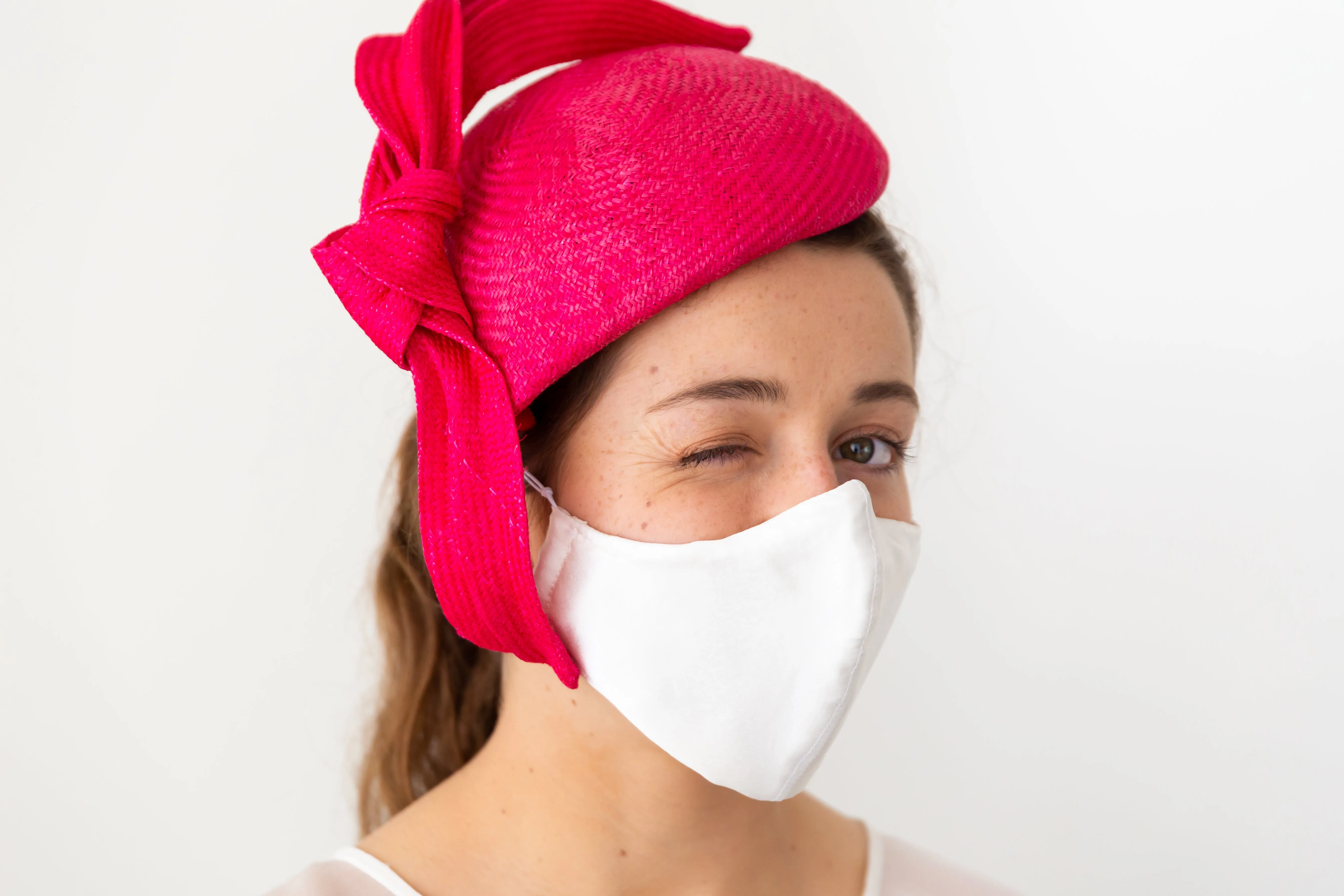Hot Pink Double Bow Side Beret