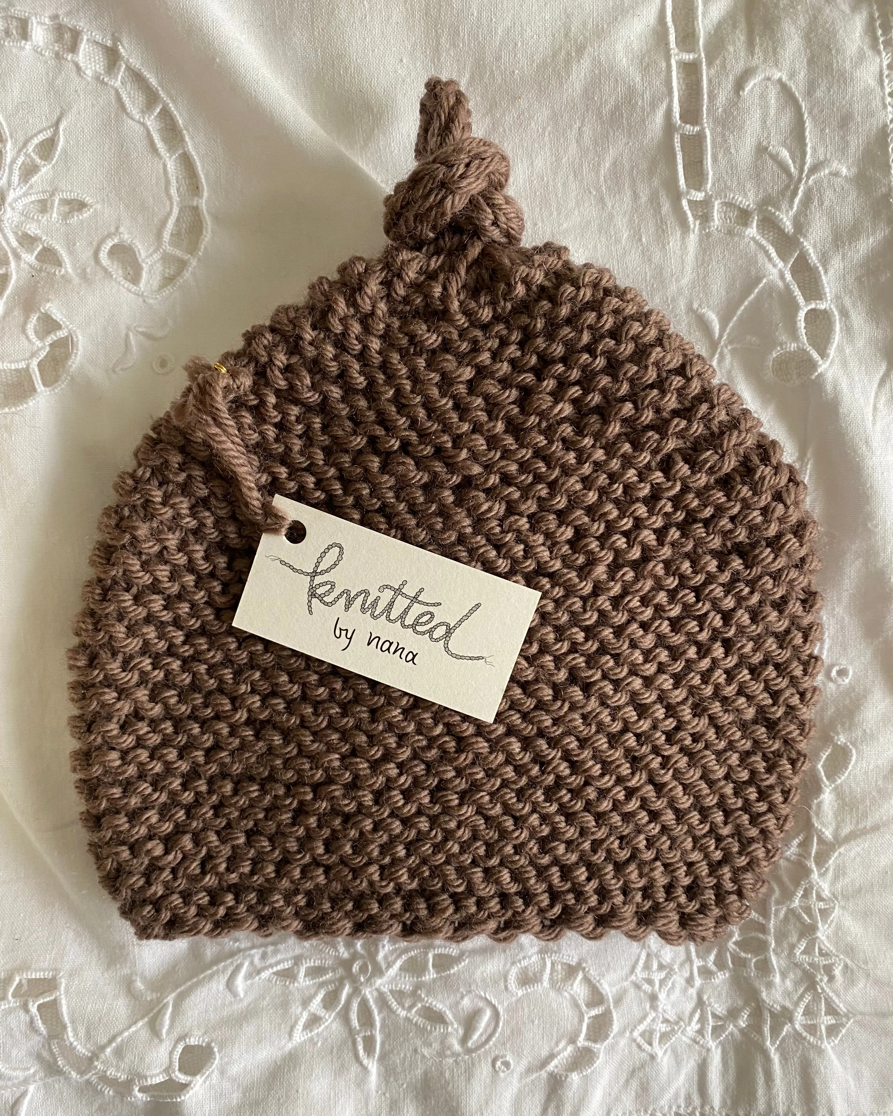 Knitted by Nana Merino Beanie - Truffle
