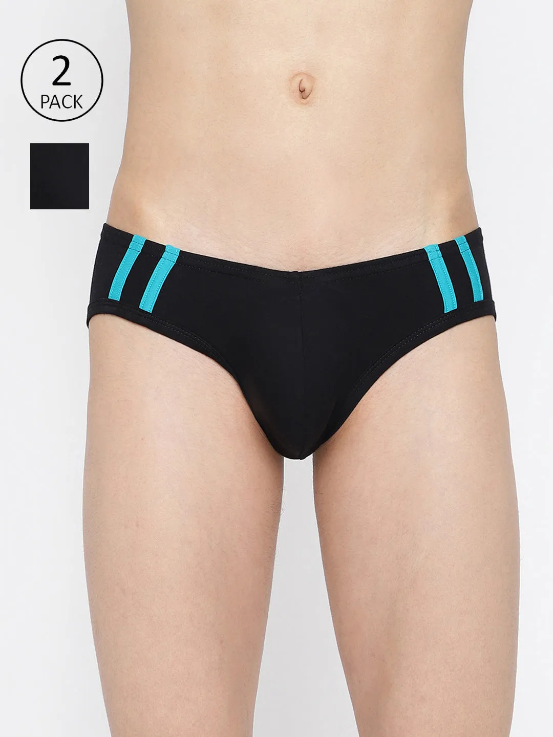 La Intimo Striped and Solid Fashion Brief (Pack of 2)