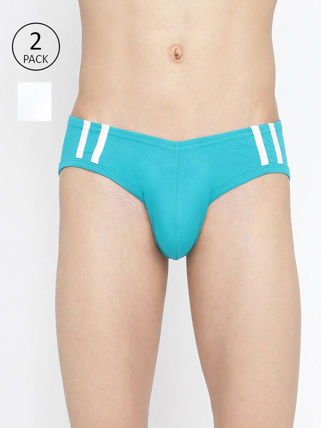 La Intimo Striped and Solid Fashion Brief (Pack of 2)