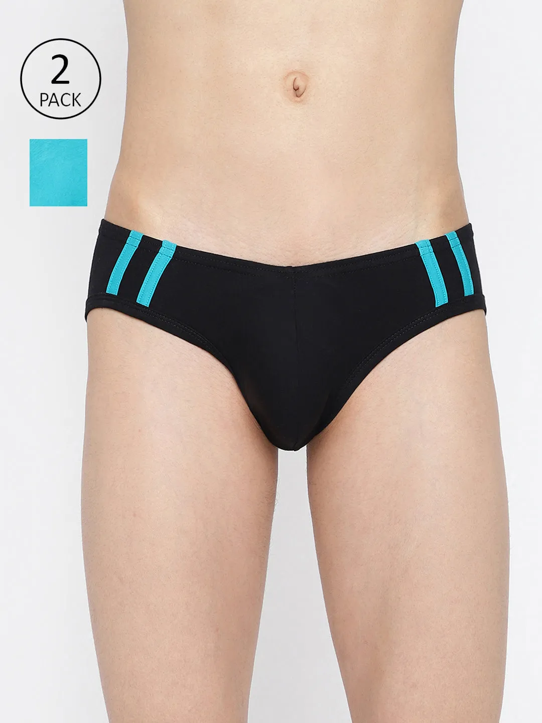 La Intimo Striped and Solid Fashion Brief (Pack of 2)