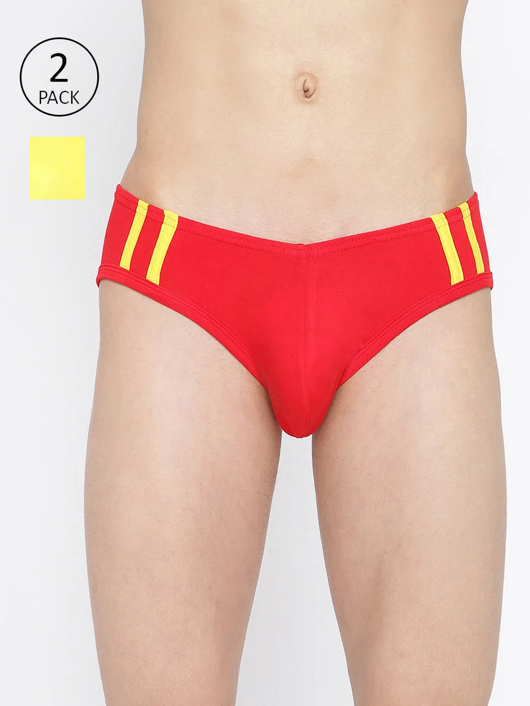 La Intimo Striped and Solid Fashion Brief (Pack of 2)