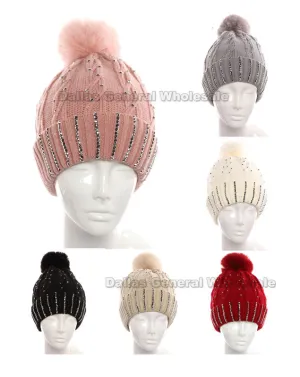 Ladies Fashion Bling Bling Thermal Beanie Hats Wholesale