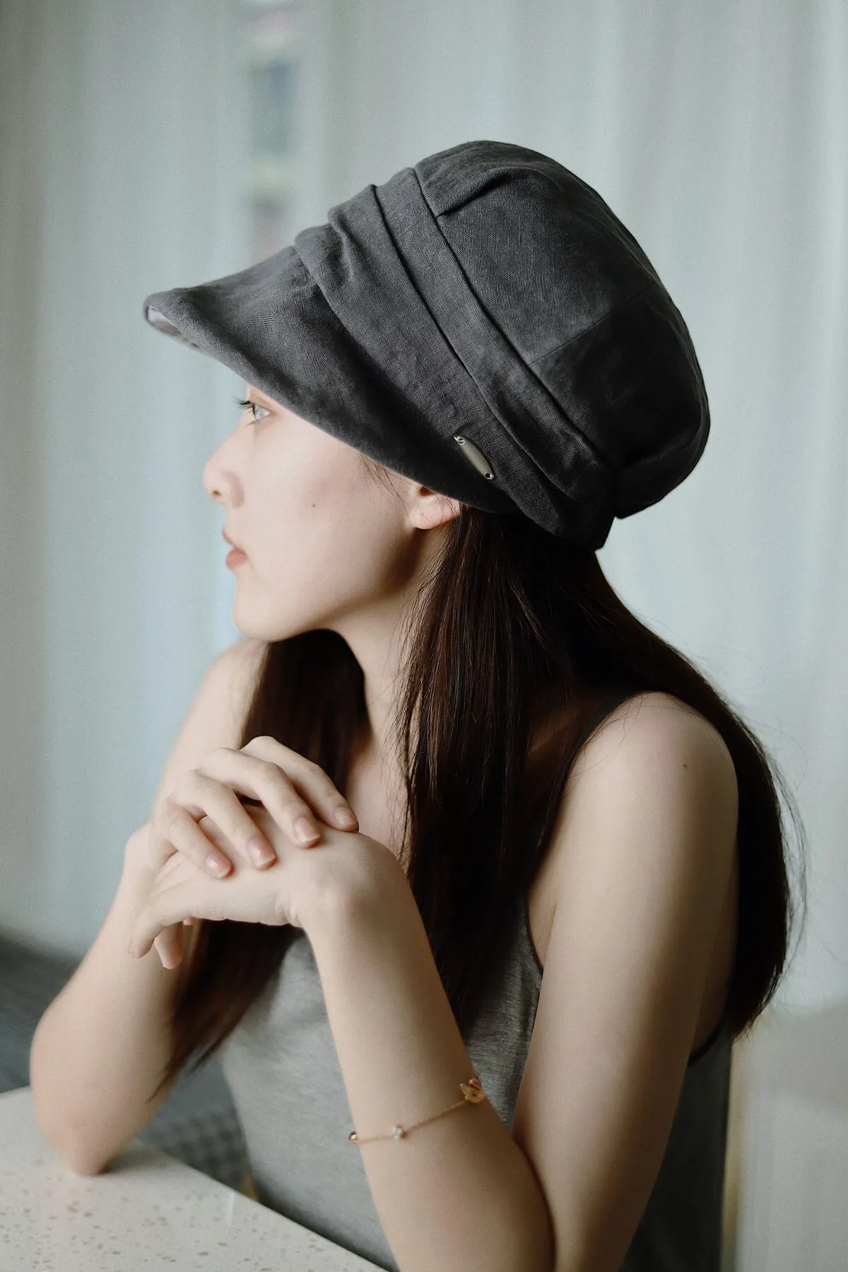 Light Weight Linen Newsboy Hat