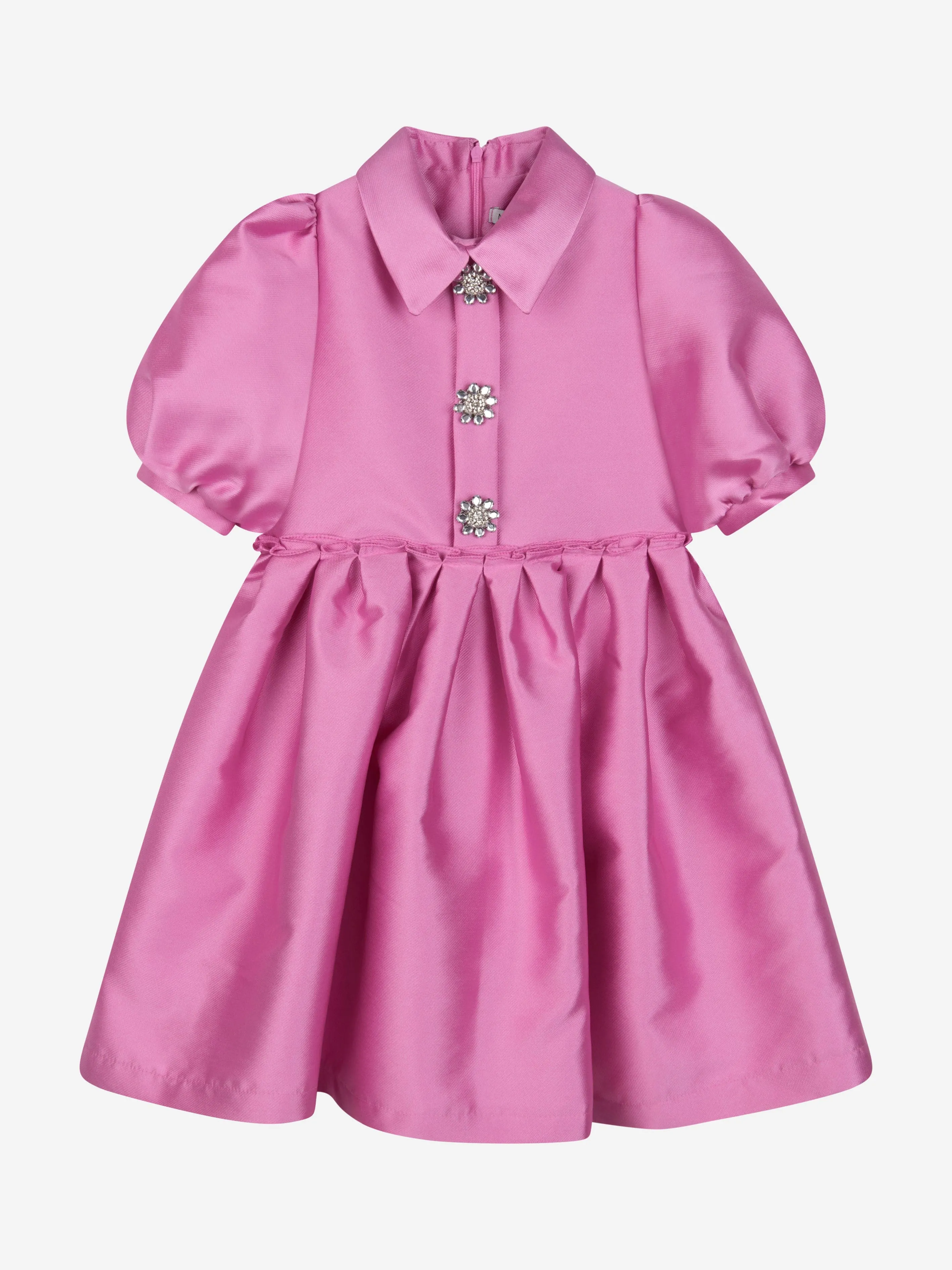 Mama Luma Girls Elegant Brooch Dress in Pink