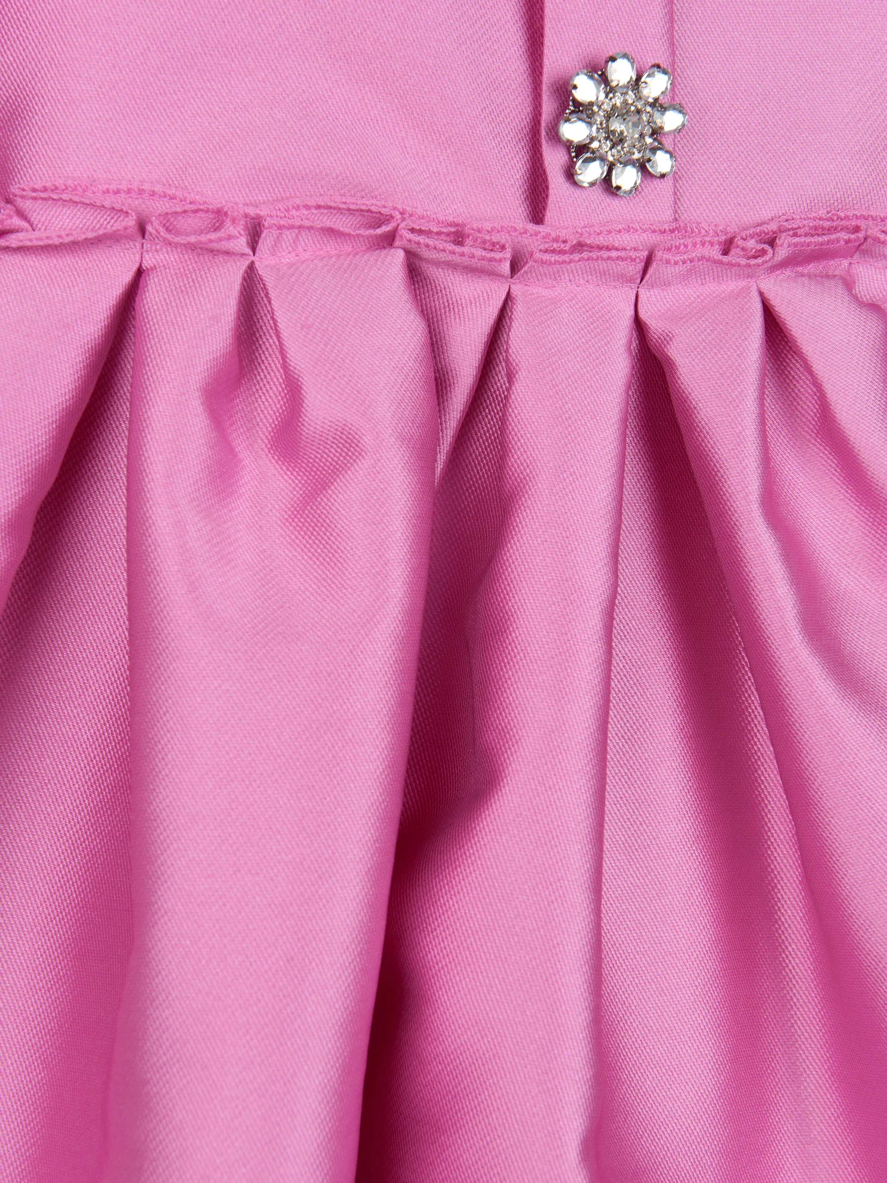Mama Luma Girls Elegant Brooch Dress in Pink