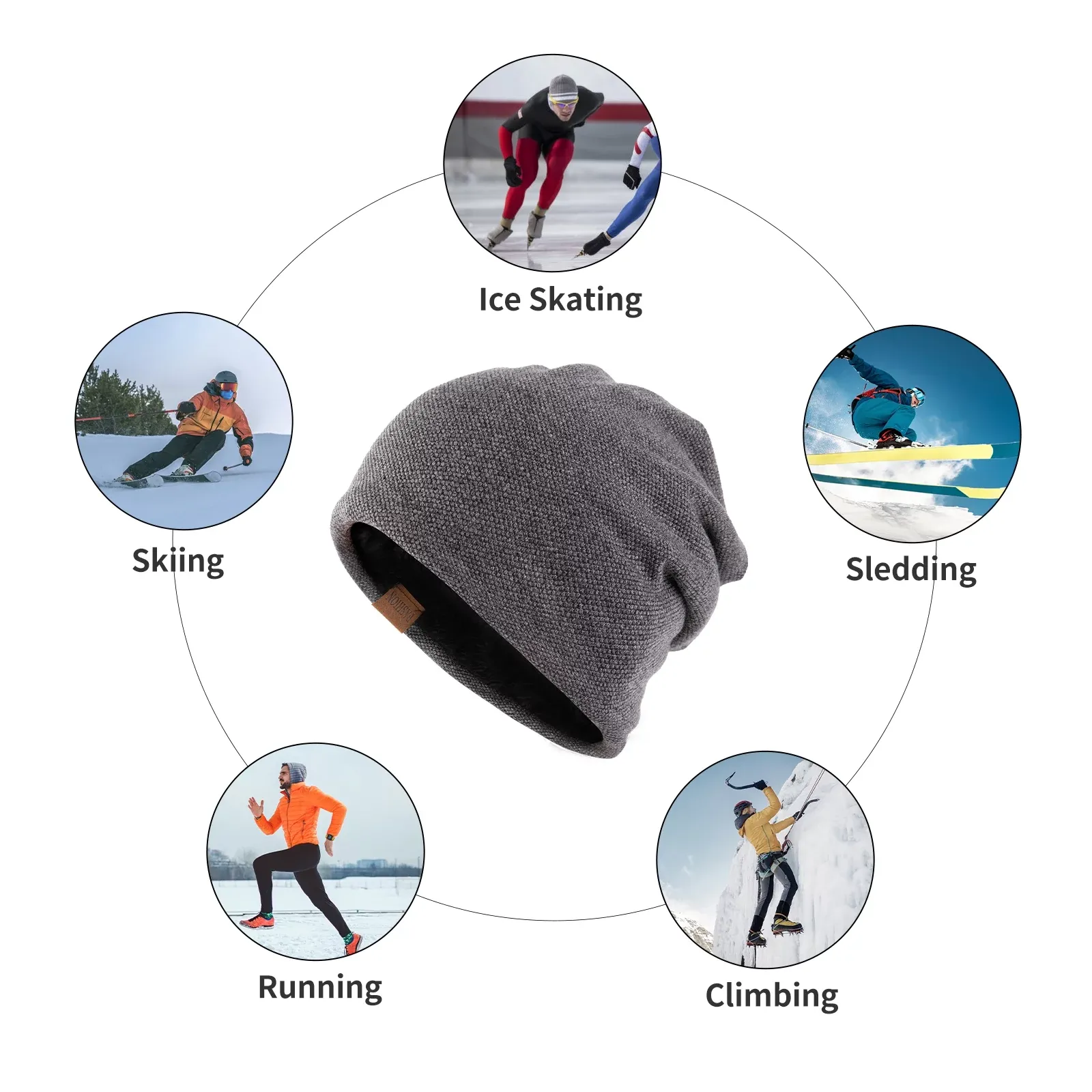 Men & Women Warm Winter Hats Beanie Cap Lined Knit Thick Hat ZB095