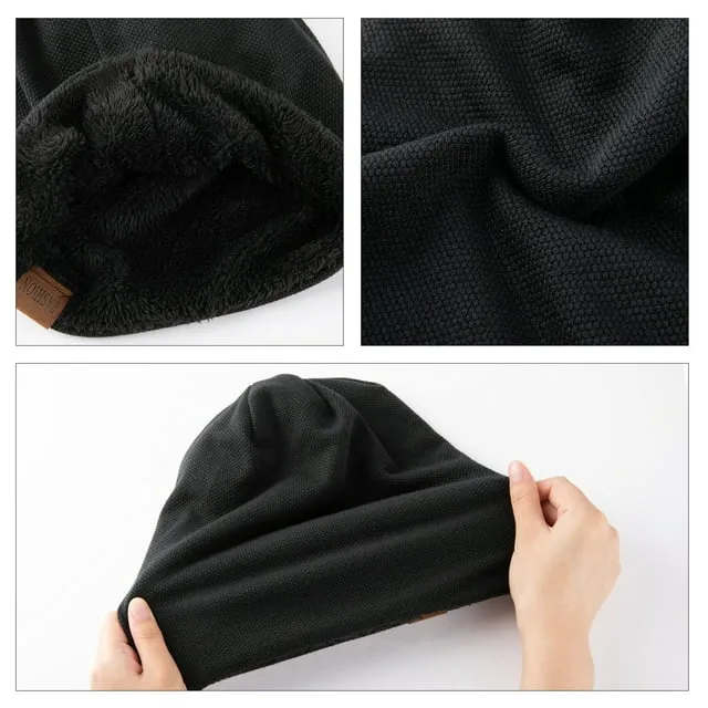 Men & Women Warm Winter Hats Beanie Cap Lined Knit Thick Hat ZB095