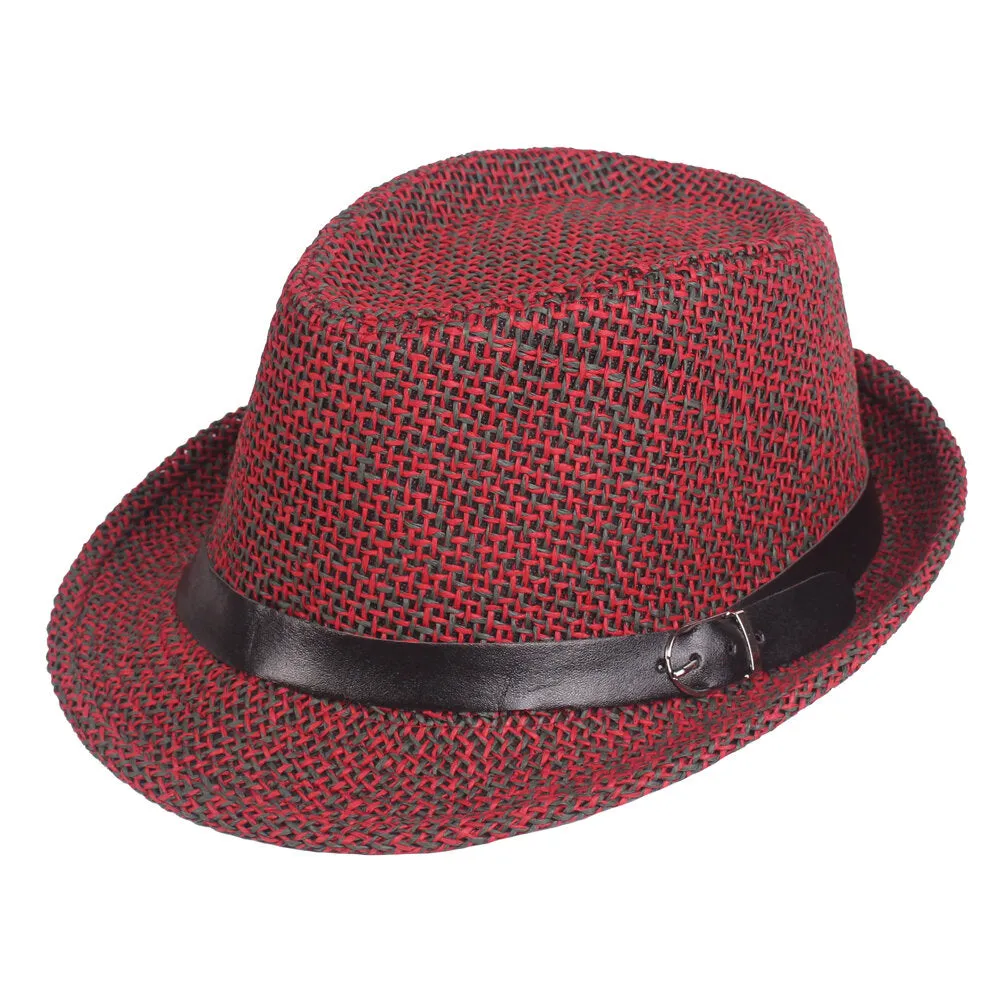 Men Summer Woven Straw Hat Outdoor Sun Protection Wild Brimmed Jazz Hat Visor