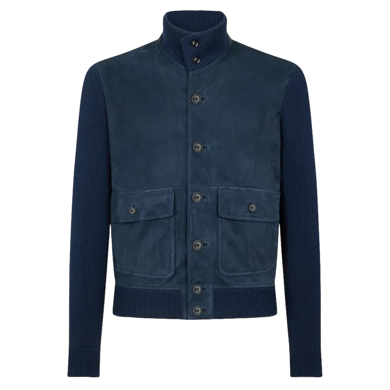 Men's Vintage Fashion Suede Stand Collar Jacket 50250190F