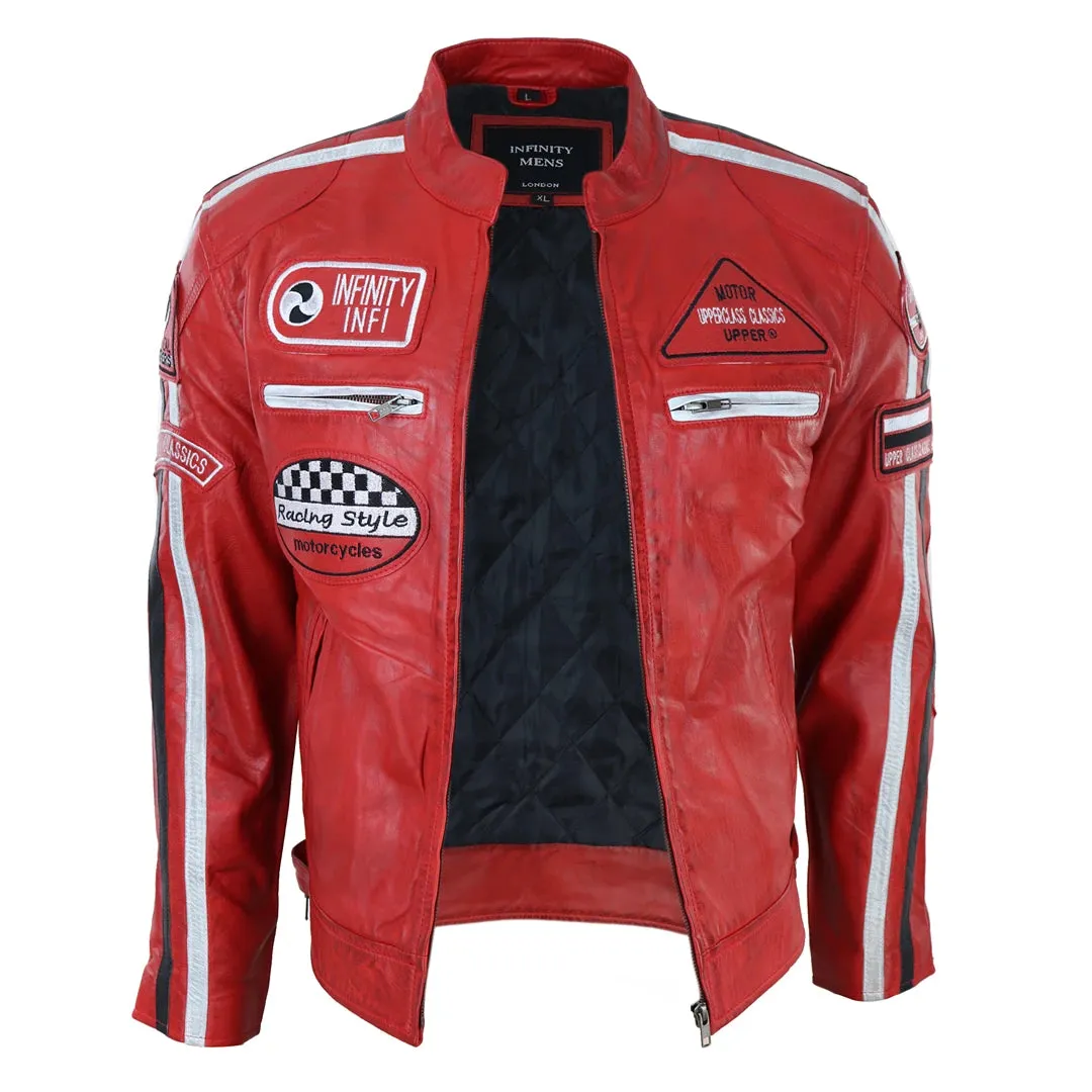 Men's Zipped Biker Leather Jacket