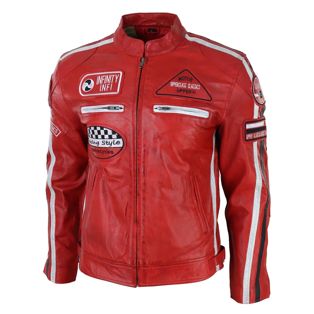 Men's Zipped Biker Leather Jacket