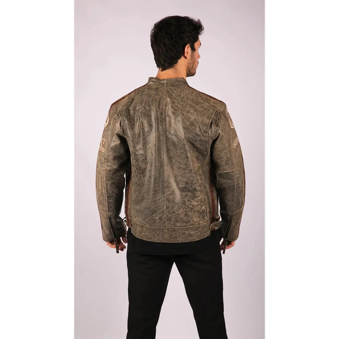 Men's Zipped Biker Leather Jacket