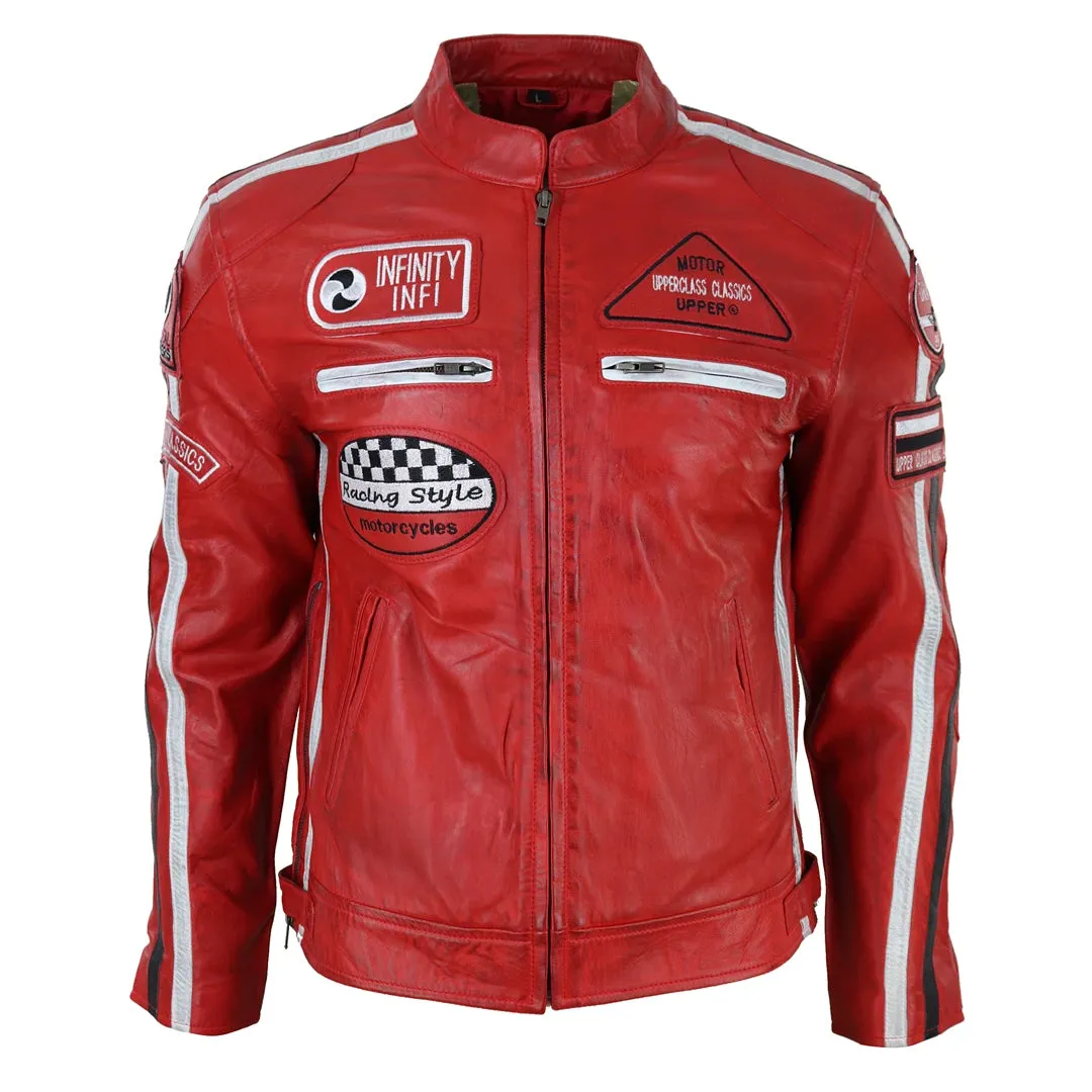 Men's Zipped Biker Leather Jacket