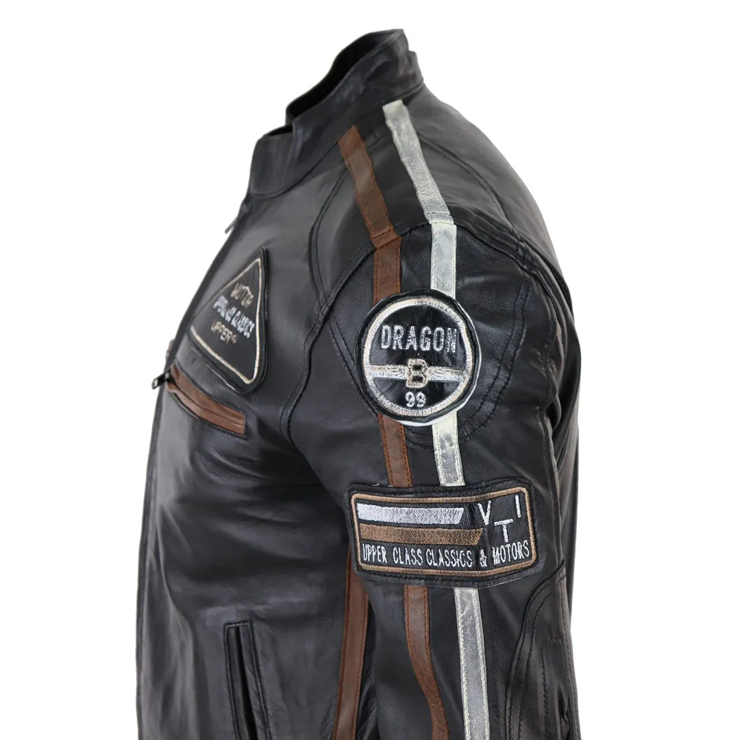 Men's Zipped Biker Leather Jacket