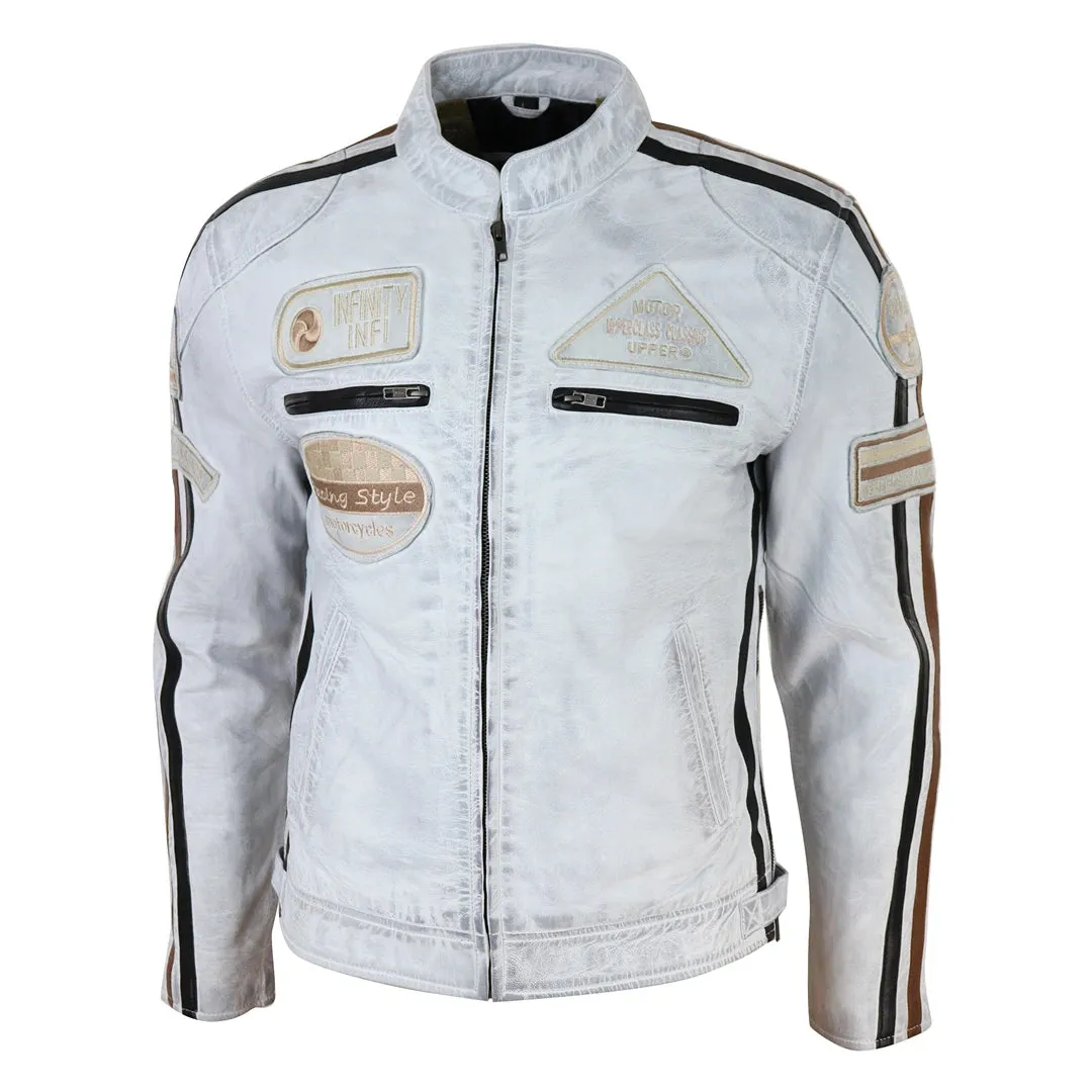 Men's Zipped Biker Leather Jacket