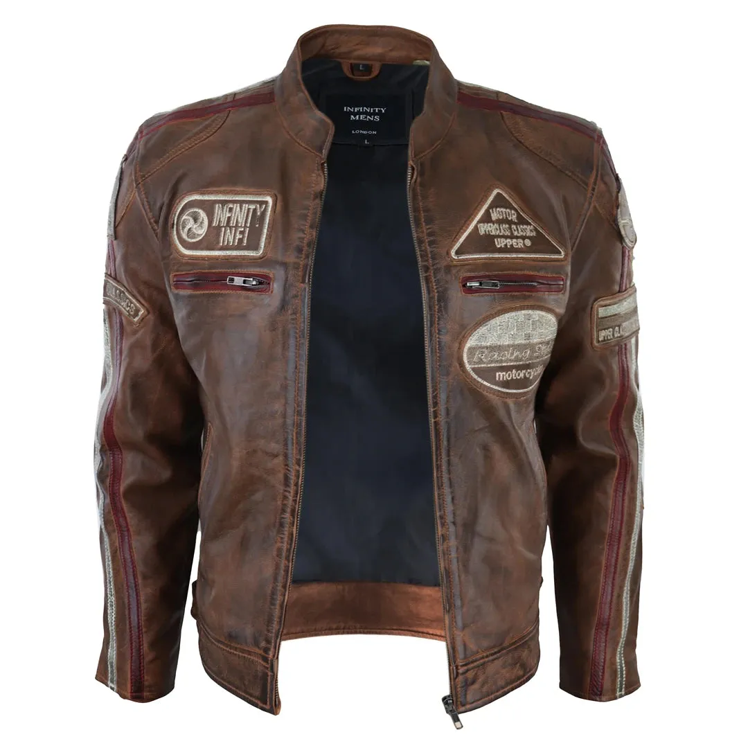 Men's Zipped Biker Leather Jacket