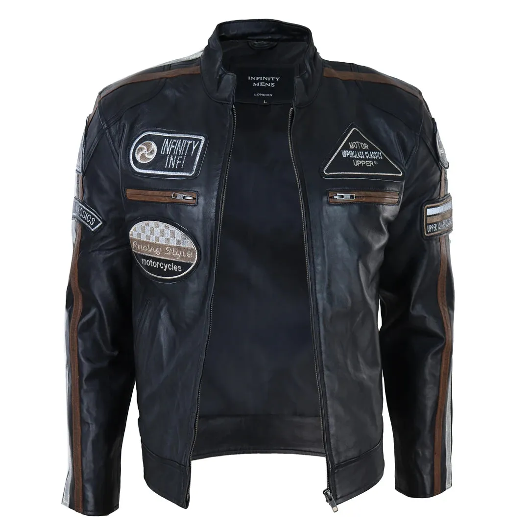 Men's Zipped Biker Leather Jacket