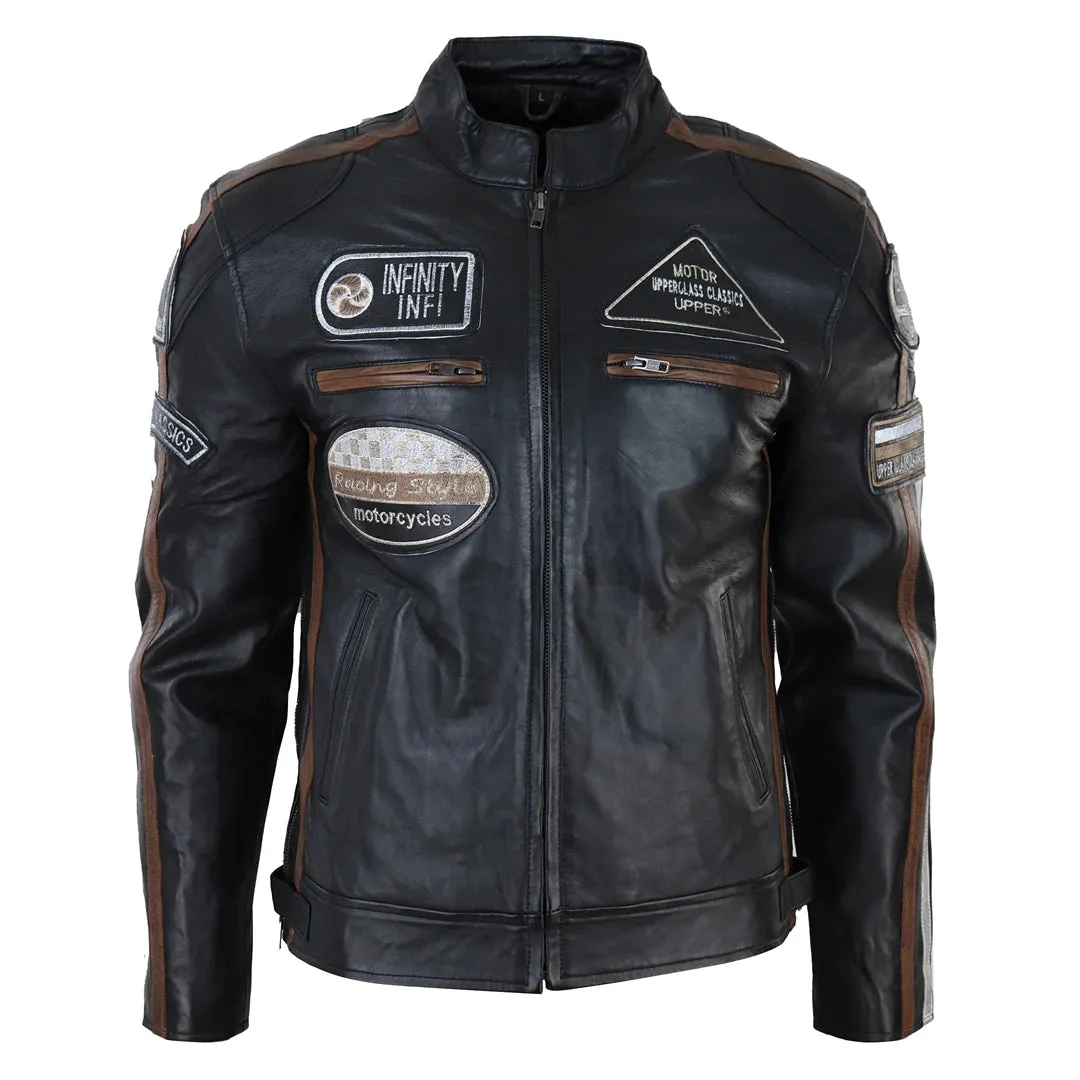 Men's Zipped Biker Leather Jacket